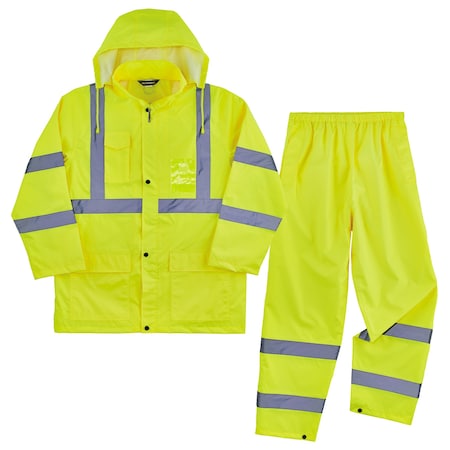 Lightweight HV Rain Suit, Lime, Size M